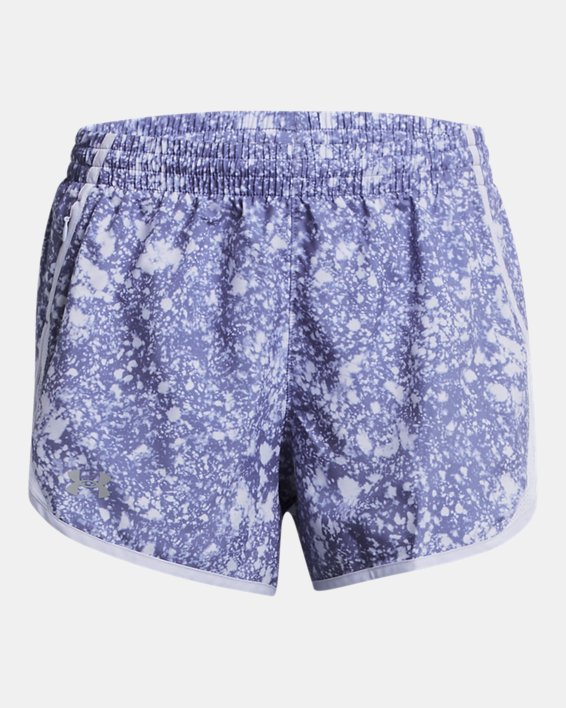 Pantalón corto estampado de 7 cm UA Fly-By para mujer, Purple, pdpMainDesktop image number 4